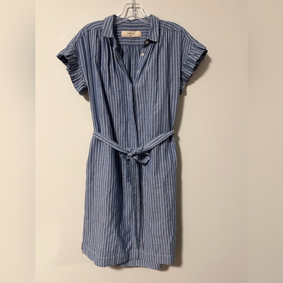 Isabella Sinclair shirt dress size xs Elegant Blue Striped Midi Dress - Picture 1 of 4